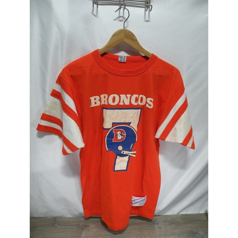 Vintage Champion Denver Broncos Football Single Stitch T-Shirt Large Elway #7
